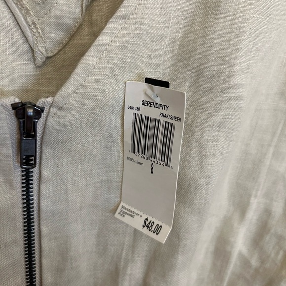 NWT Grace Elements 100% linen taupe top with cutout in back size 8 - Picture 3 of 12